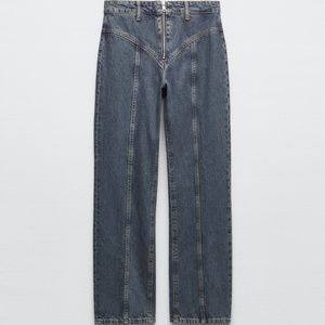 Zara - JEANS TRE STRAIGHT COSTURAS AZUL